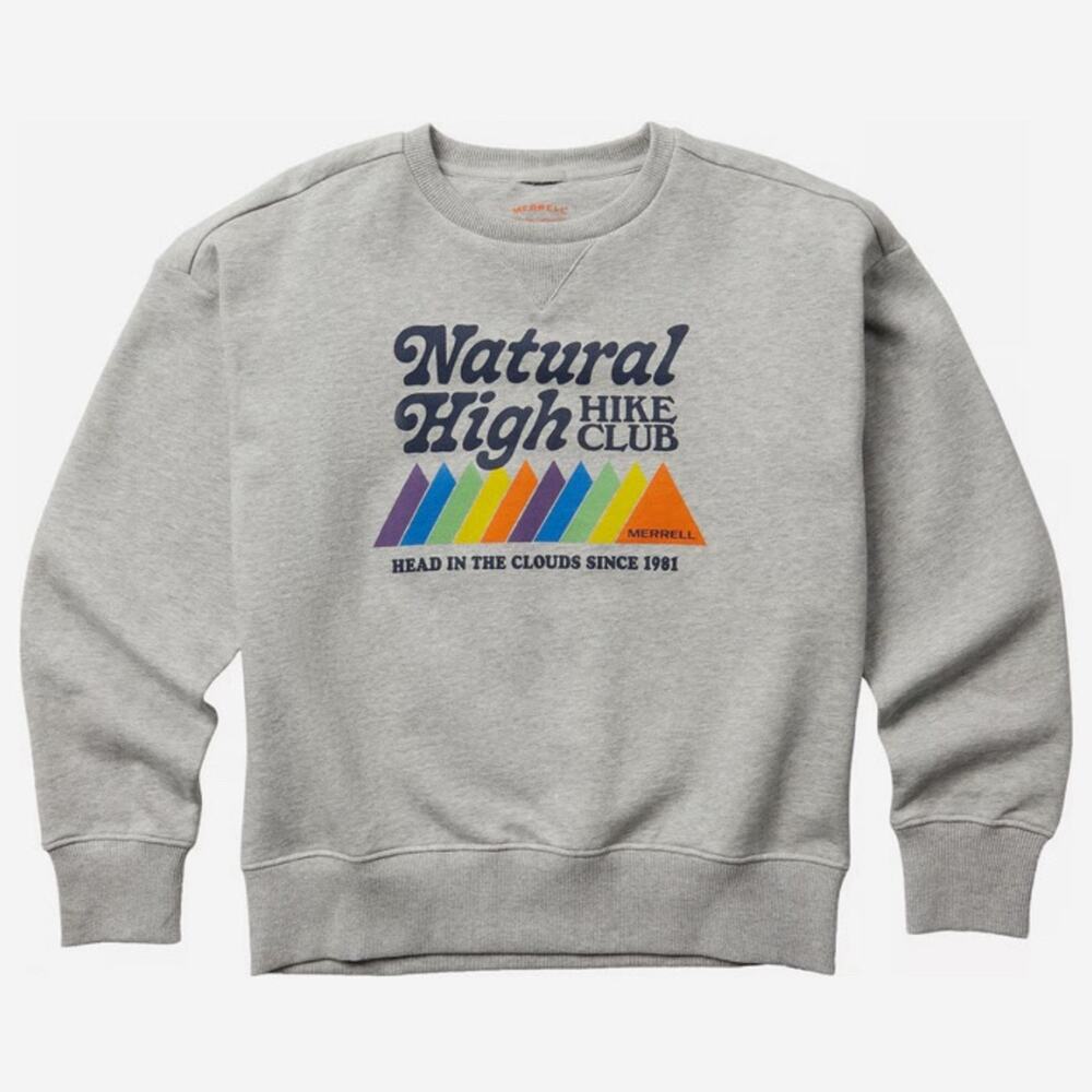 Merrell Natural High Club Crew Neck Sweater Grey Fleece Women's Size M (0690)